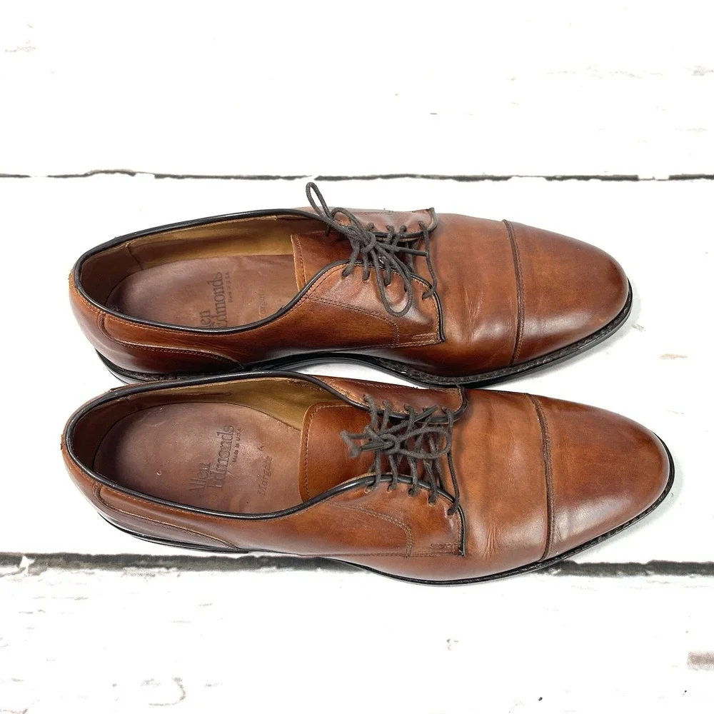Allen Edmonds Margate Shoes Men's 10A Brown Oxfords Leather Cap Toe